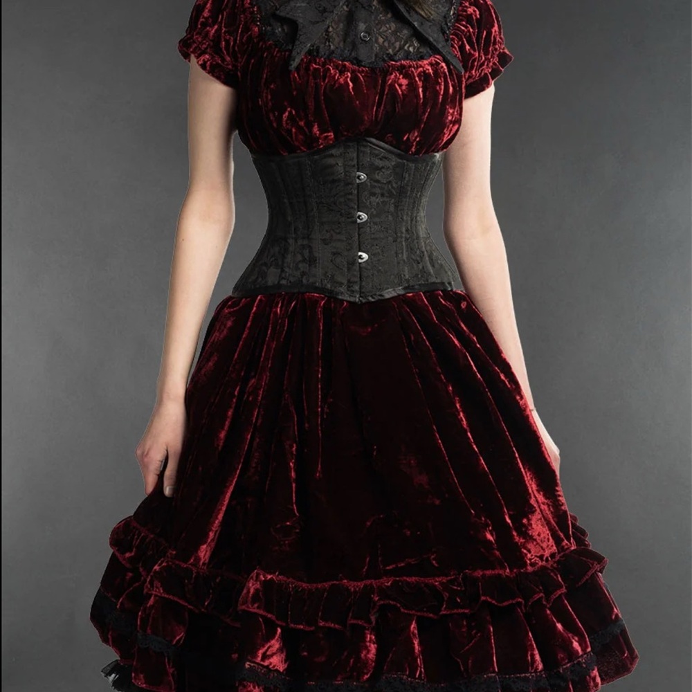 Dracula Clothing Bordeaux Velvet Gothabilly Dress 3X